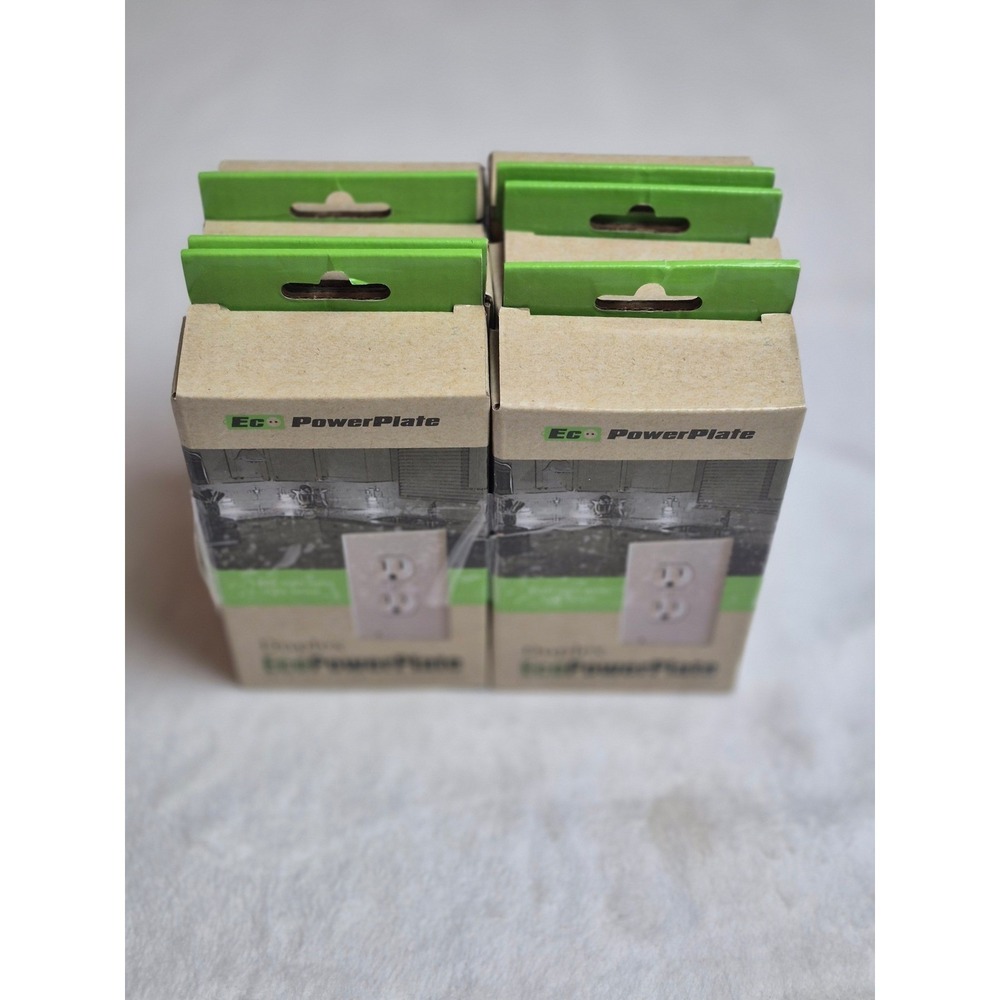 Six Eco PowerPlate LED Night Light Outlet Covers White Duplex Wall Plate New